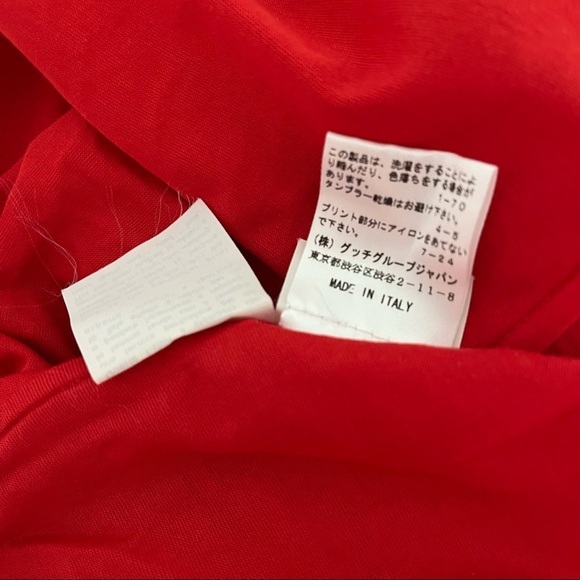 VTG Yves Saint Laurent sz S Red Logo Tee Gold YSL Short Sleeve - Picture 2 of 11